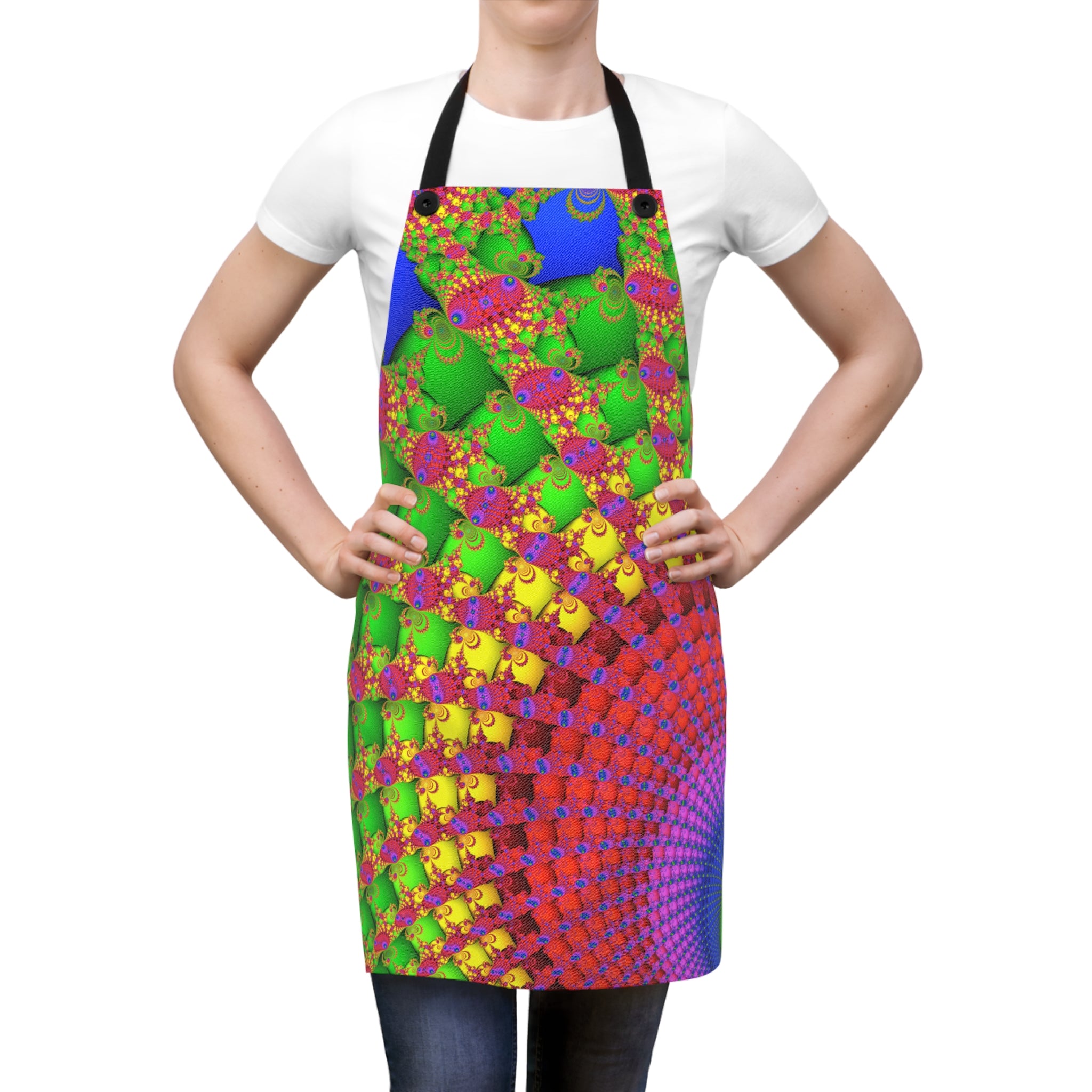 Fractal Art Apron: Colorful Psychedelic Kitchen Decor