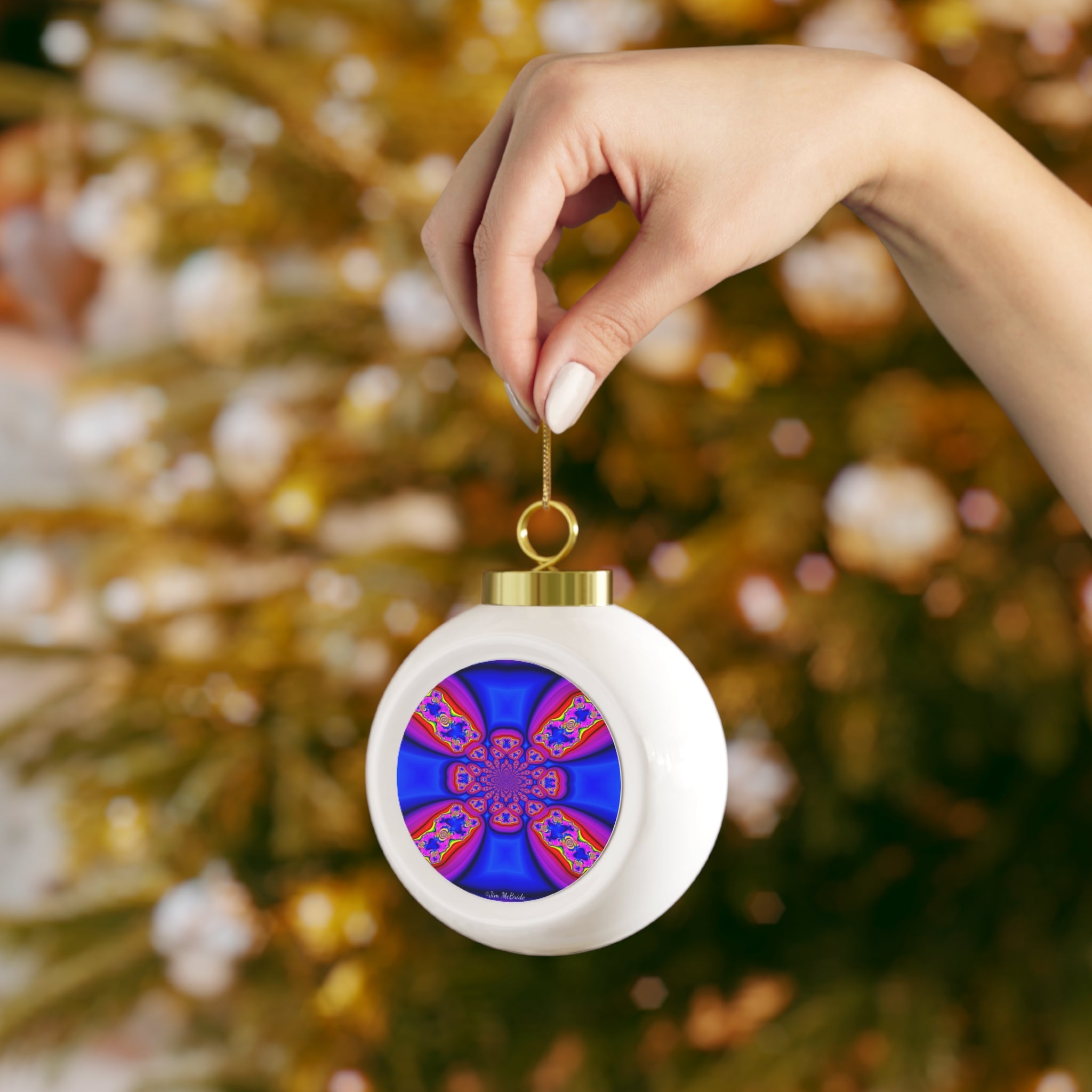Fractal Christmas Ball Ornament: Psychedelic Holiday Tree Decoration