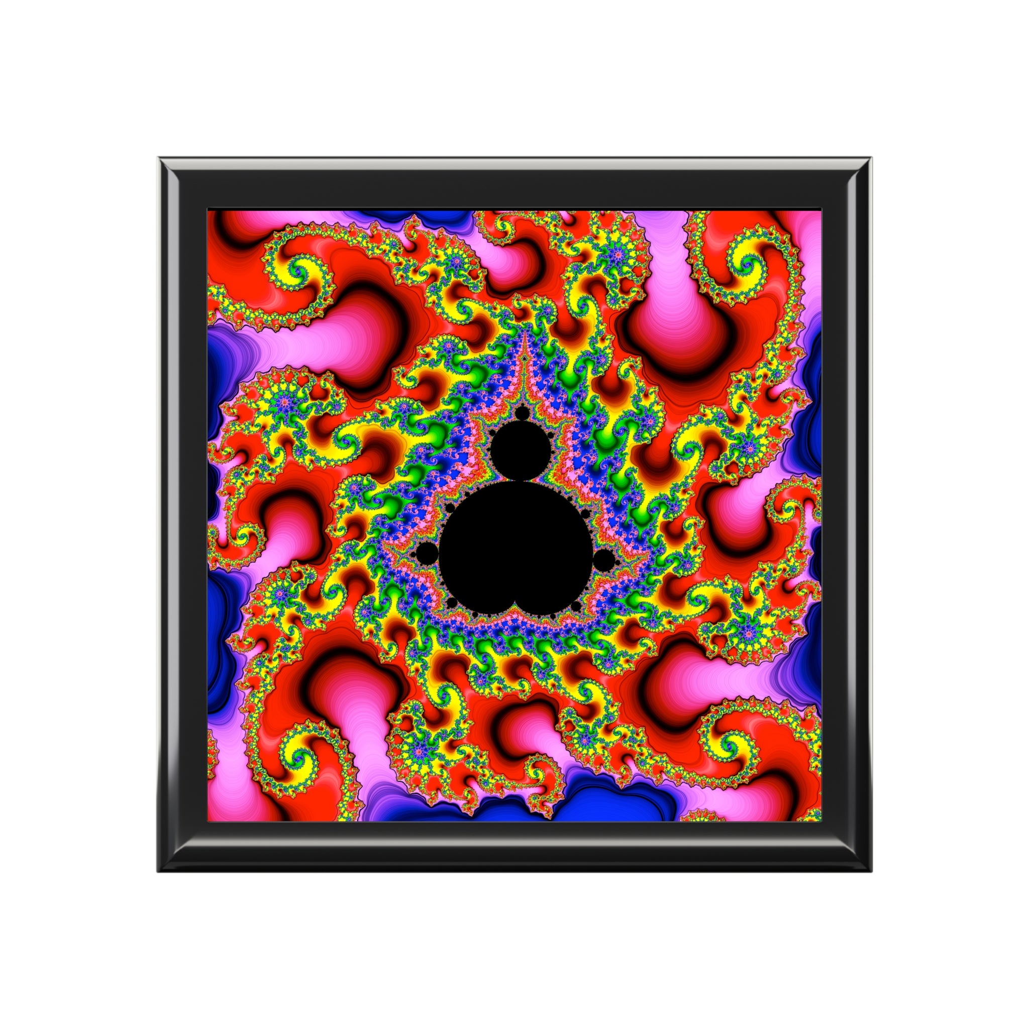 Fractal Mandala Jewelry Box, Psychedelic Decor, Vibrant Colors, Special Gift for Her, Boho Storage Organizer, Happy Home Decor