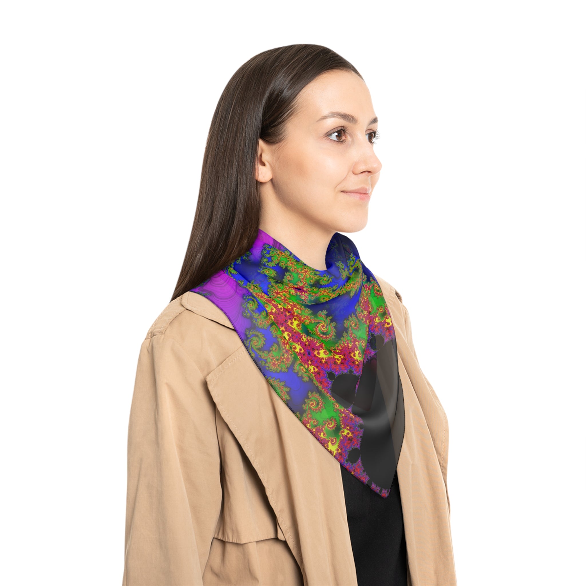 Trippy Mandelbrot Scarf: Abstract Fractal Poly Chiffon