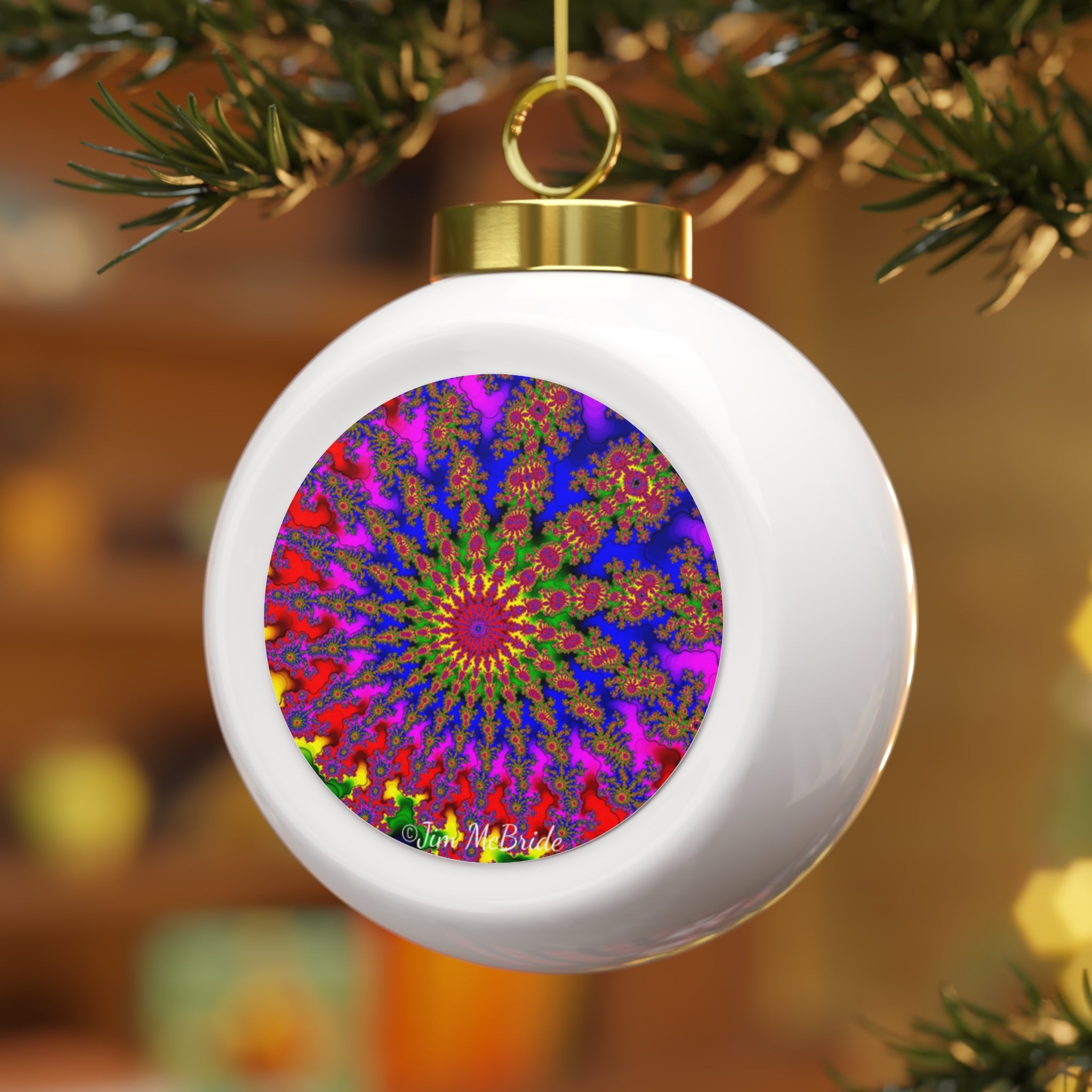 Fractal Christmas Ball Ornament: Psychedelic Holiday Tree Decoration