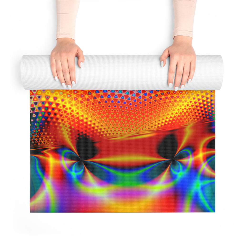 Sacred Geometry Foam Yoga Pad: Fractal Mandala, Vibrant Cosmic Design