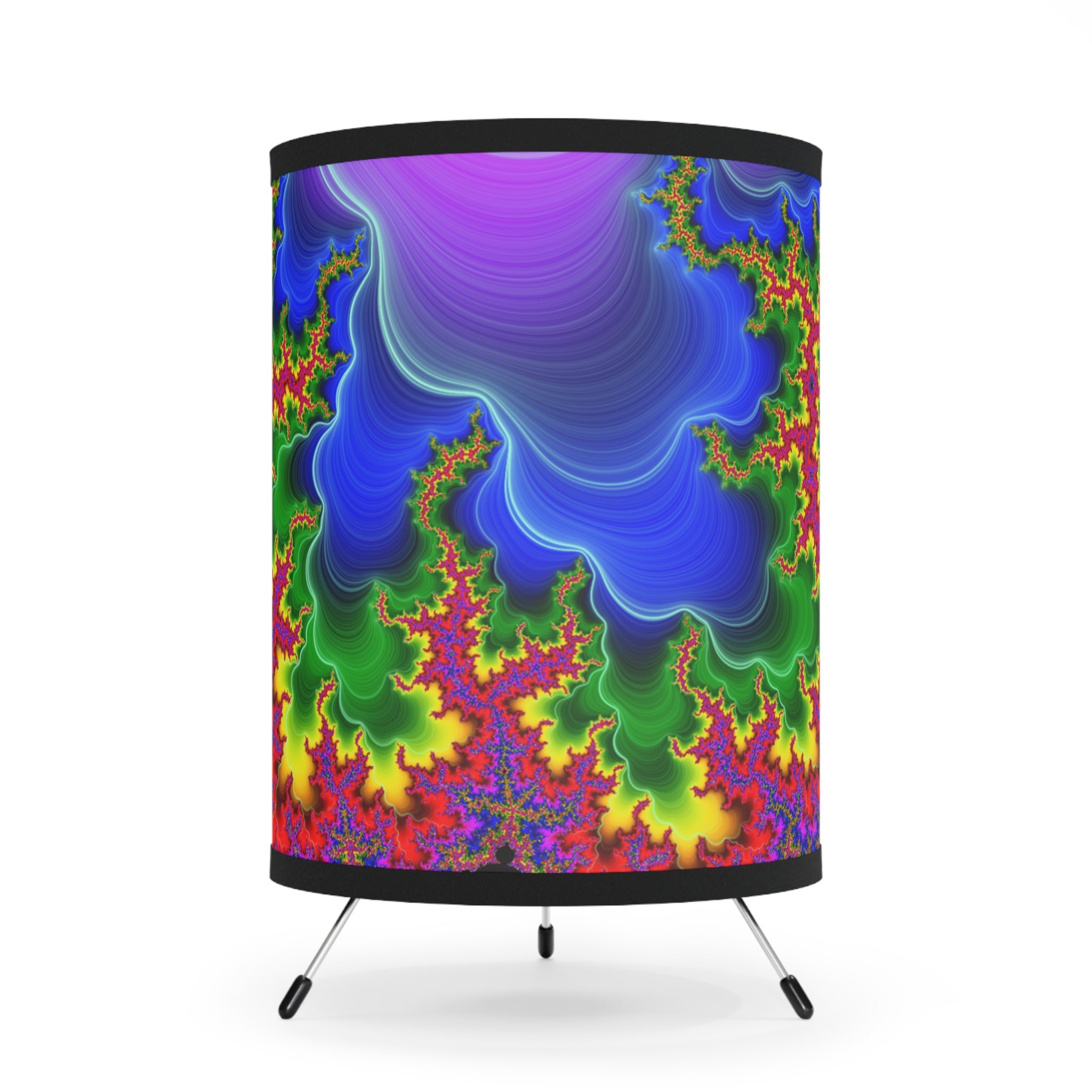 Psychedelic Fractal Lampshade: Vibrant Mandala Print, Meditation Lamp