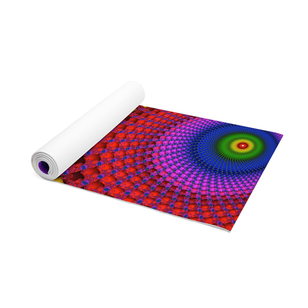 Sacred Geometry Foam Yoga Pad: Fractal Mandala, Vibrant Cosmic Design