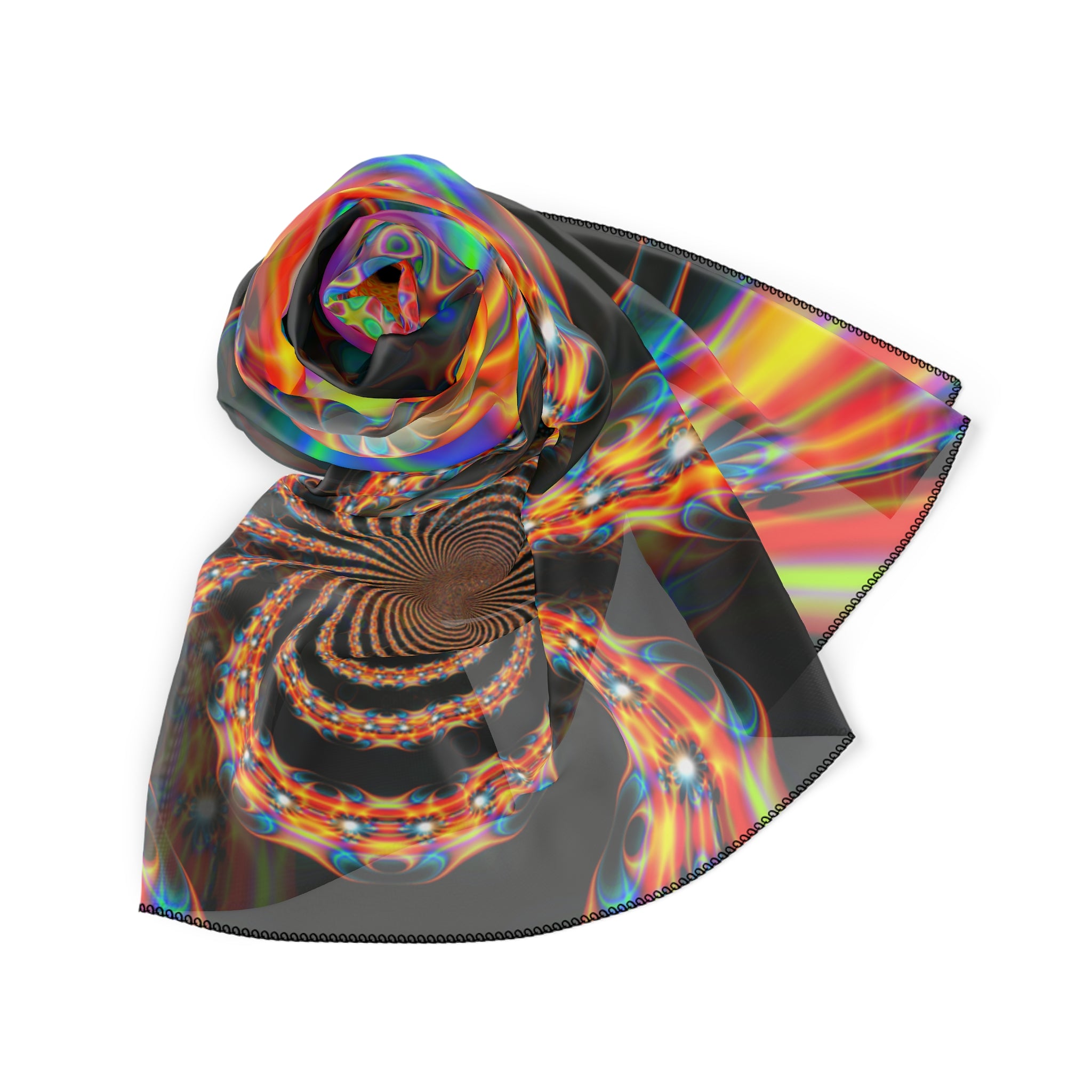 Trippy Mandelbrot Scarf: Abstract Fractal Art, Colorful Poly Voile