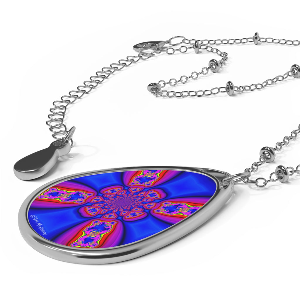 Psychedelic Fractal Necklace: Vibrant Mandala Pendant, Boho Jewelry