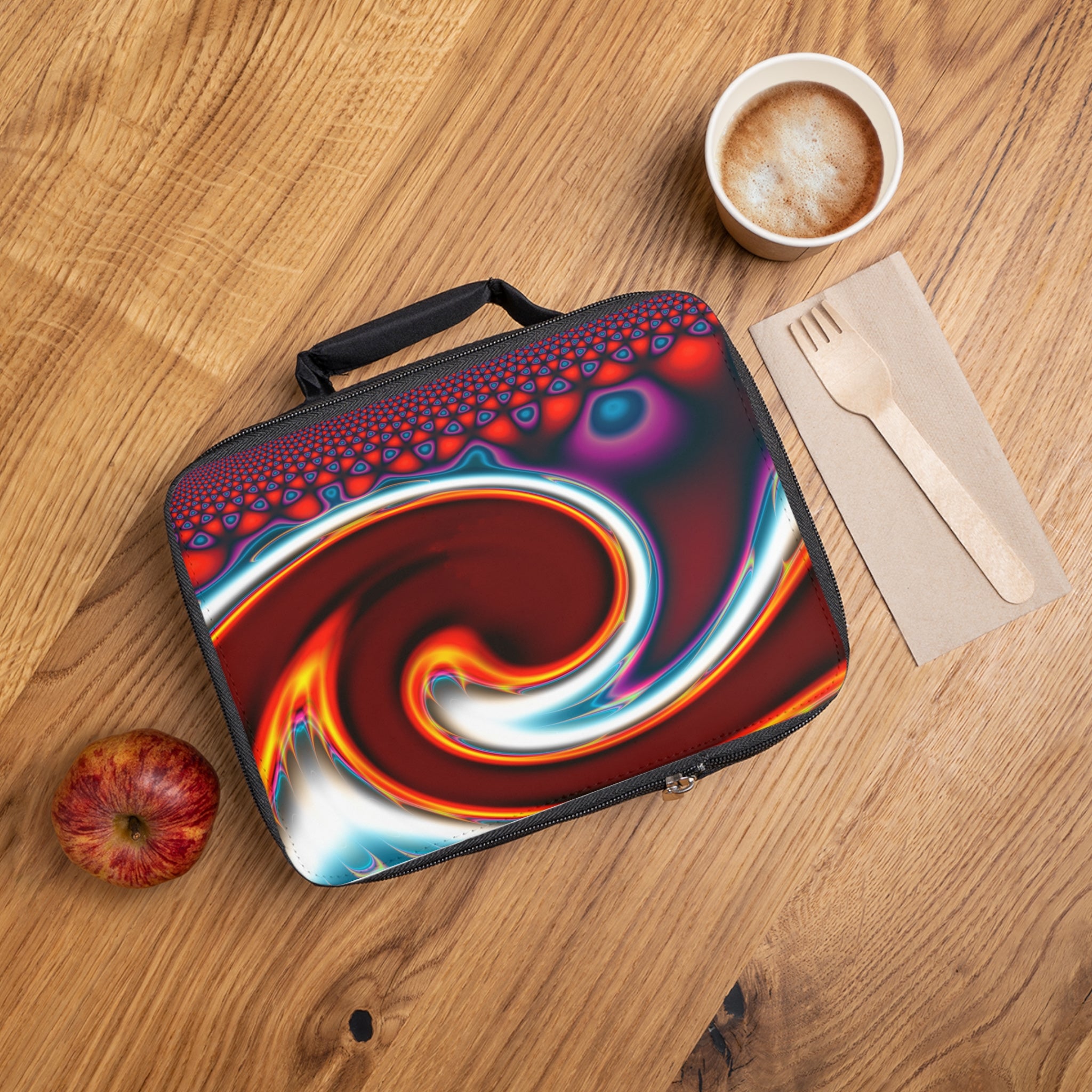 Psychedelic Fractal Lunch Bag: Insulated Trippy Mandala Tote