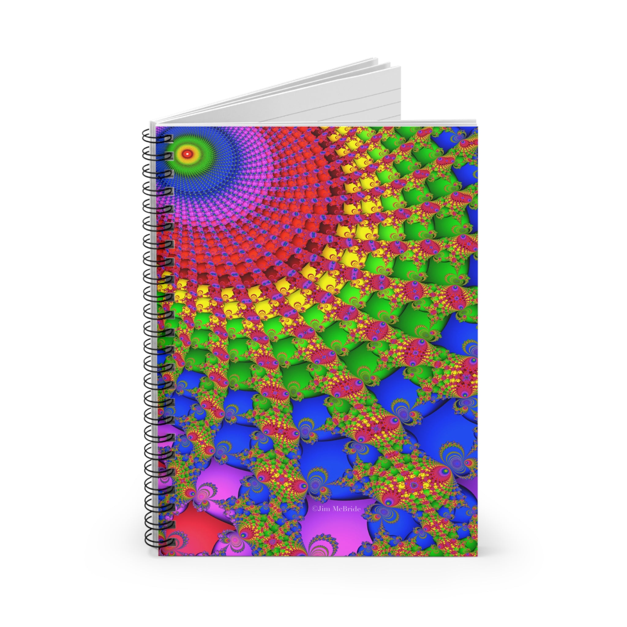 Trippy Fractal Sun Spiral Notebook: Psychedelic Rainbow Art