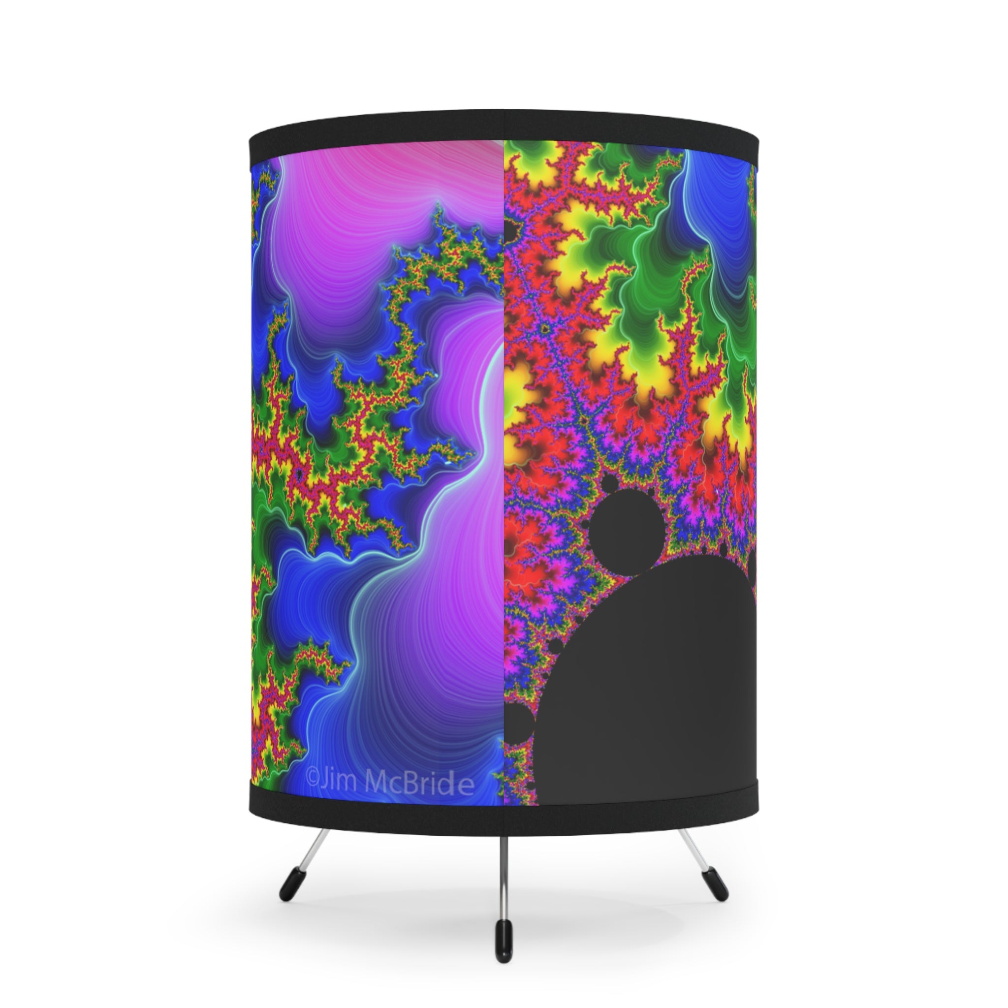 Psychedelic Fractal Lampshade: Vibrant Mandala Print, Meditation Lamp