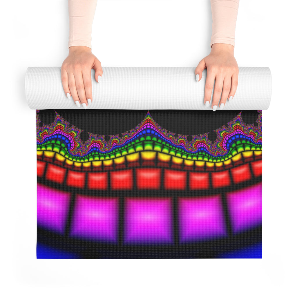Sacred Geometry Yoga Mat: Fractal Mandala, Vibrant Cosmic Design