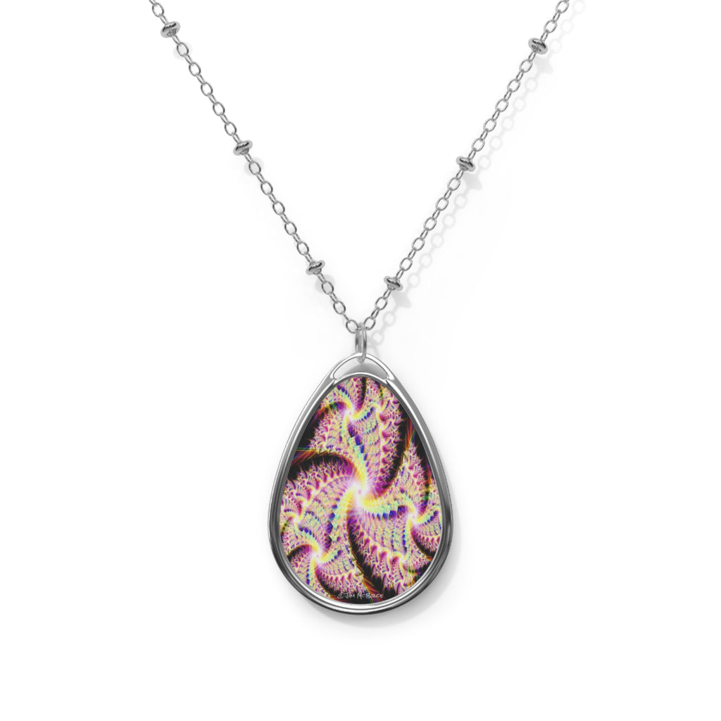 Psychedelic Fractal Necklace: Vibrant Mandala Pendant, Boho Jewelry