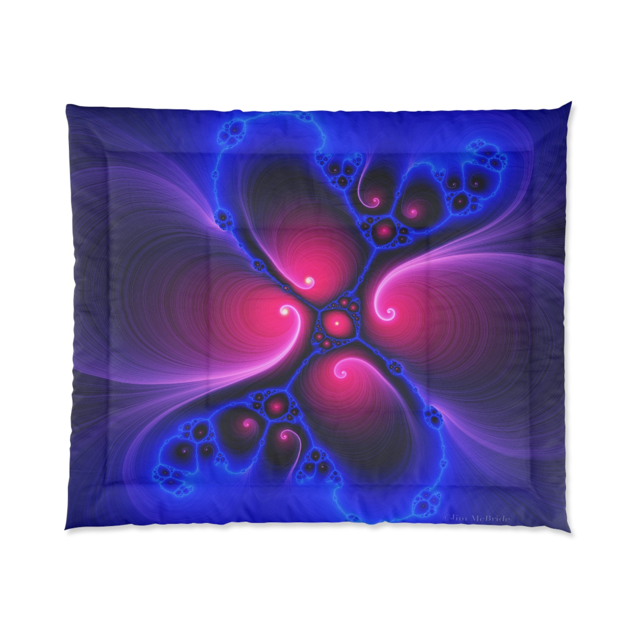 Space Fractal Comforter: Psychedelic Boho Bedding with Vibrant Colors