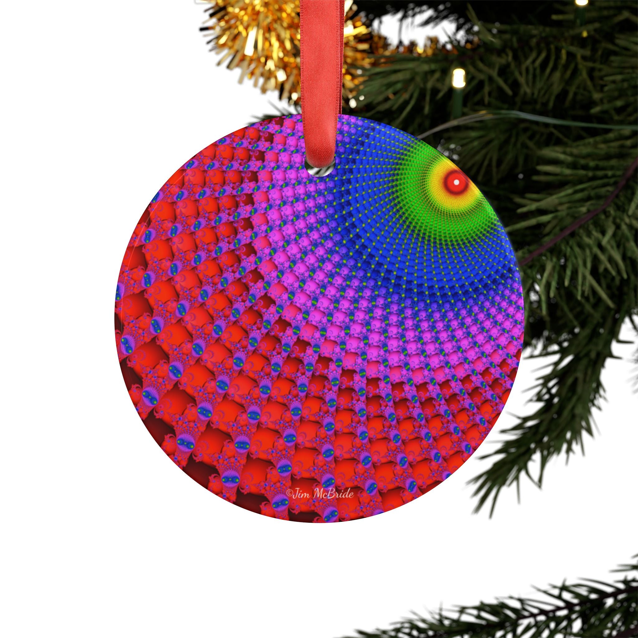 Fractal Acrylic Christmas Ornament: Psychedelic Mandelbrot Tree Decor