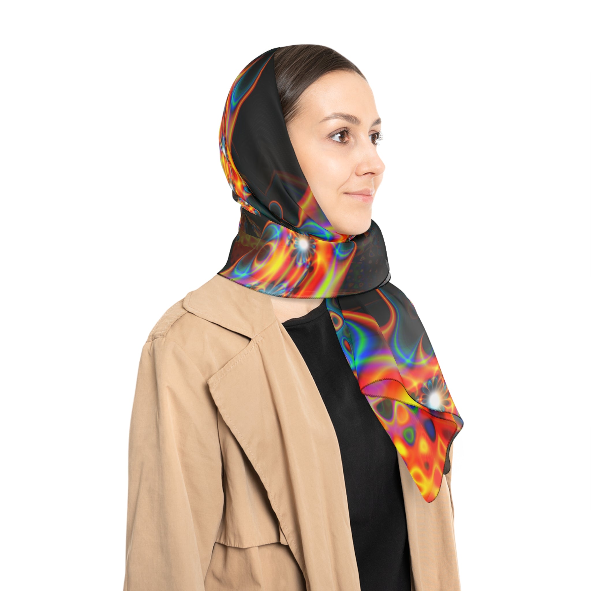 Trippy Mandelbrot Scarf: Abstract Fractal Art, Colorful Poly Voile