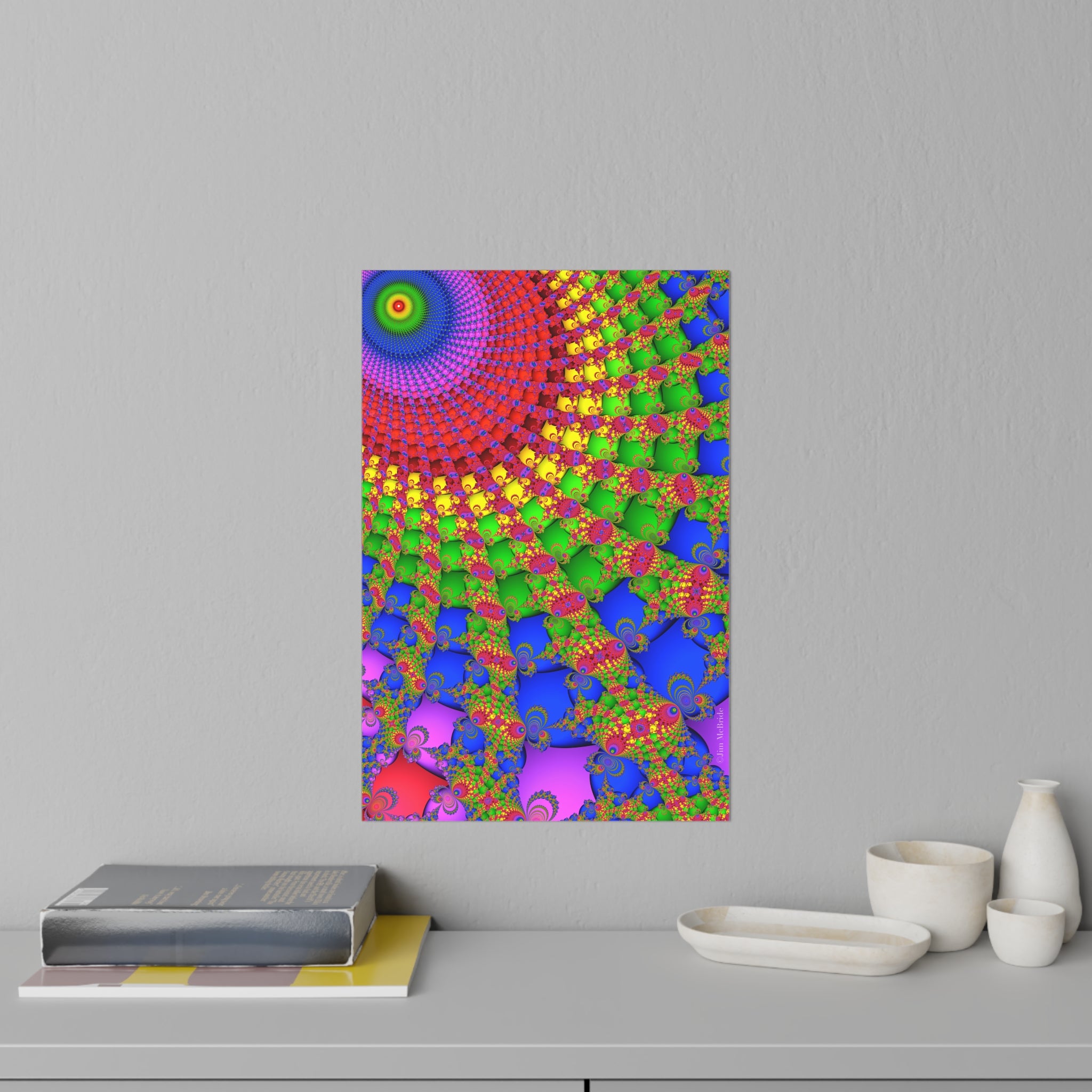 Fractal Wall Decal, Trippy Mandelbrot colorful wall decal, removable large wall sticker, psychedelic high art, consciousness, mushrooms, dmt