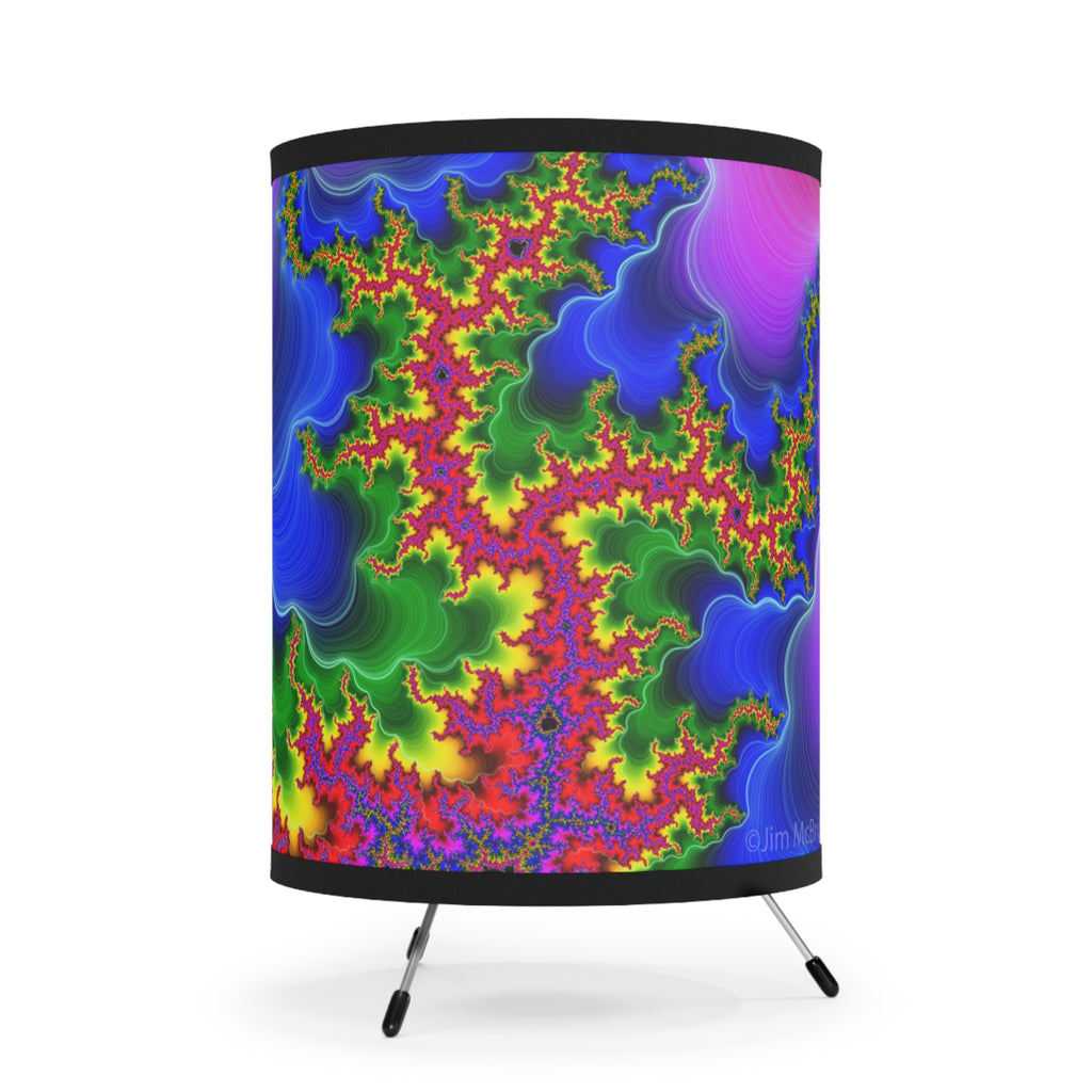 Psychedelic Fractal Lampshade: Vibrant Mandala Print, Meditation Lamp