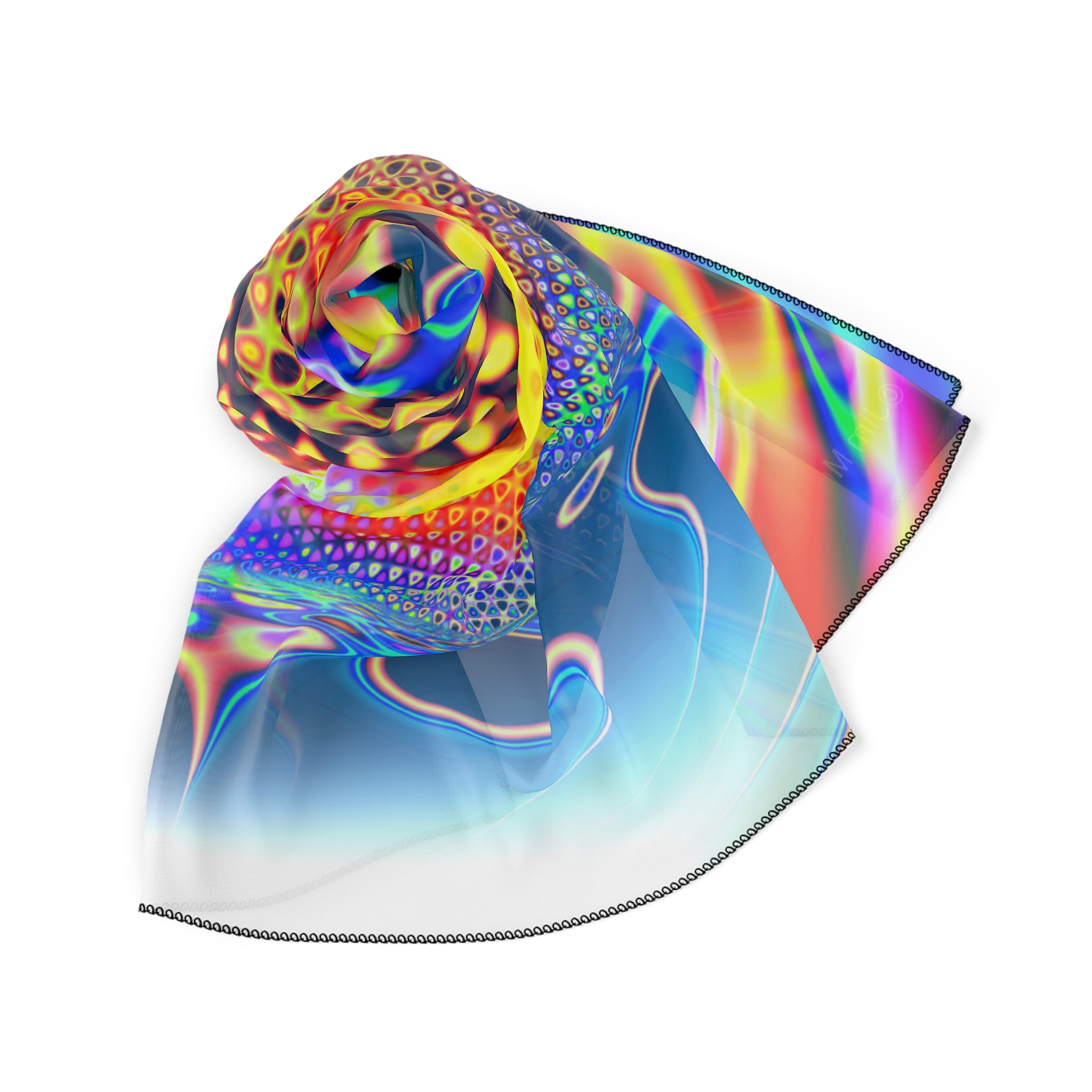 Diamond Mandelbrot Scarf: Abstract Fractal Art, Colorful Poly Voile