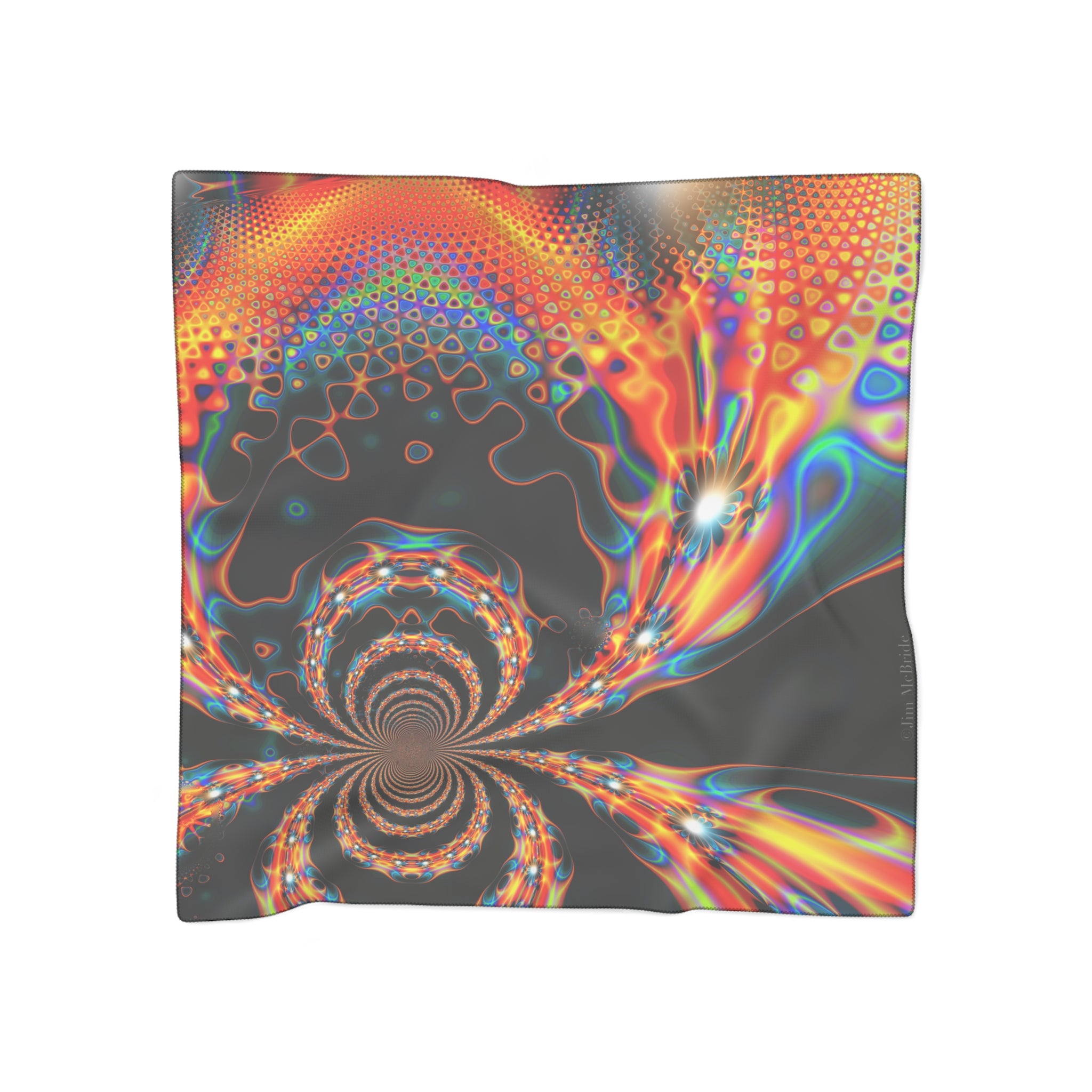 Trippy Mandelbrot Scarf: Abstract Fractal Art, Colorful Poly Voile