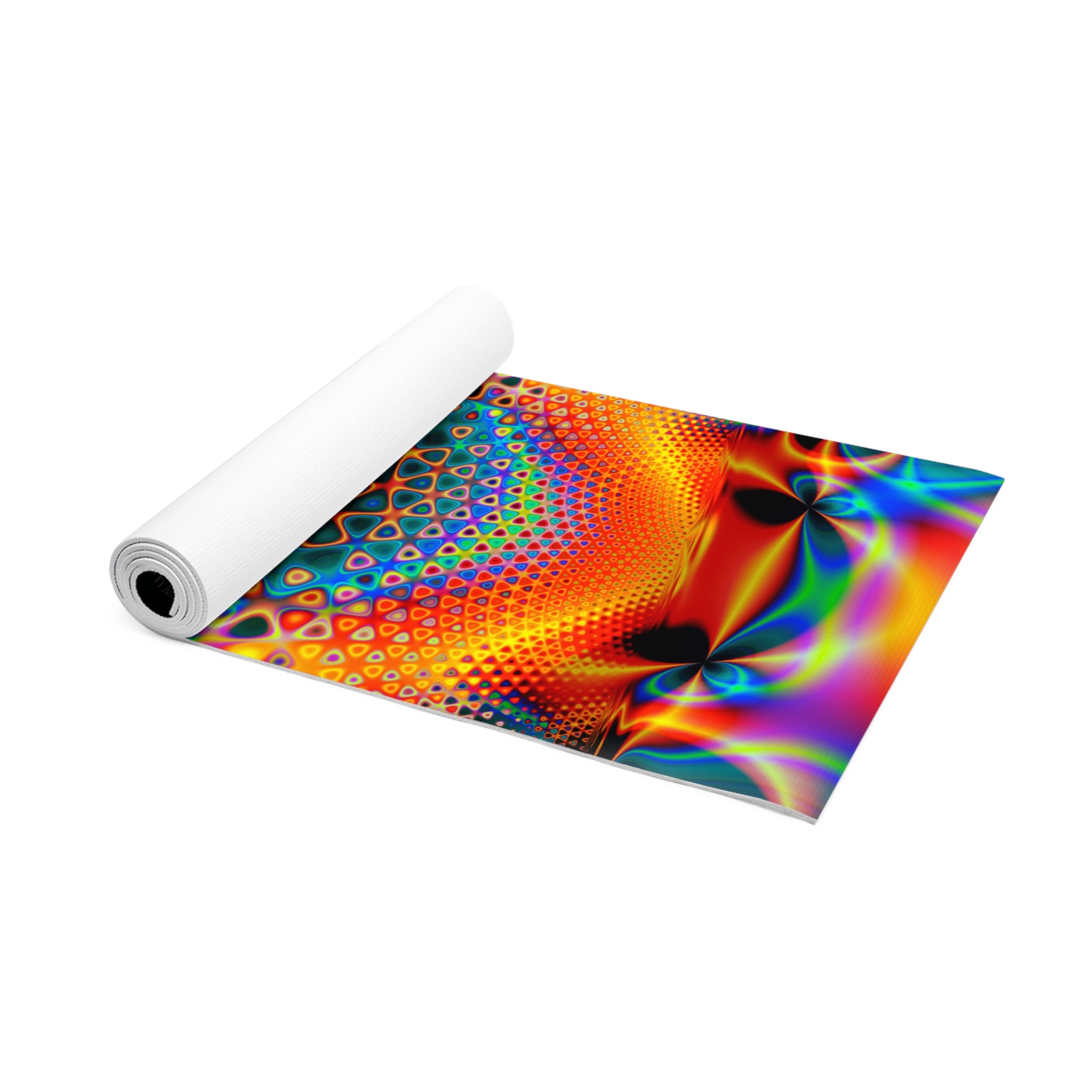 Sacred Geometry Foam Yoga Pad: Fractal Mandala, Vibrant Cosmic Design