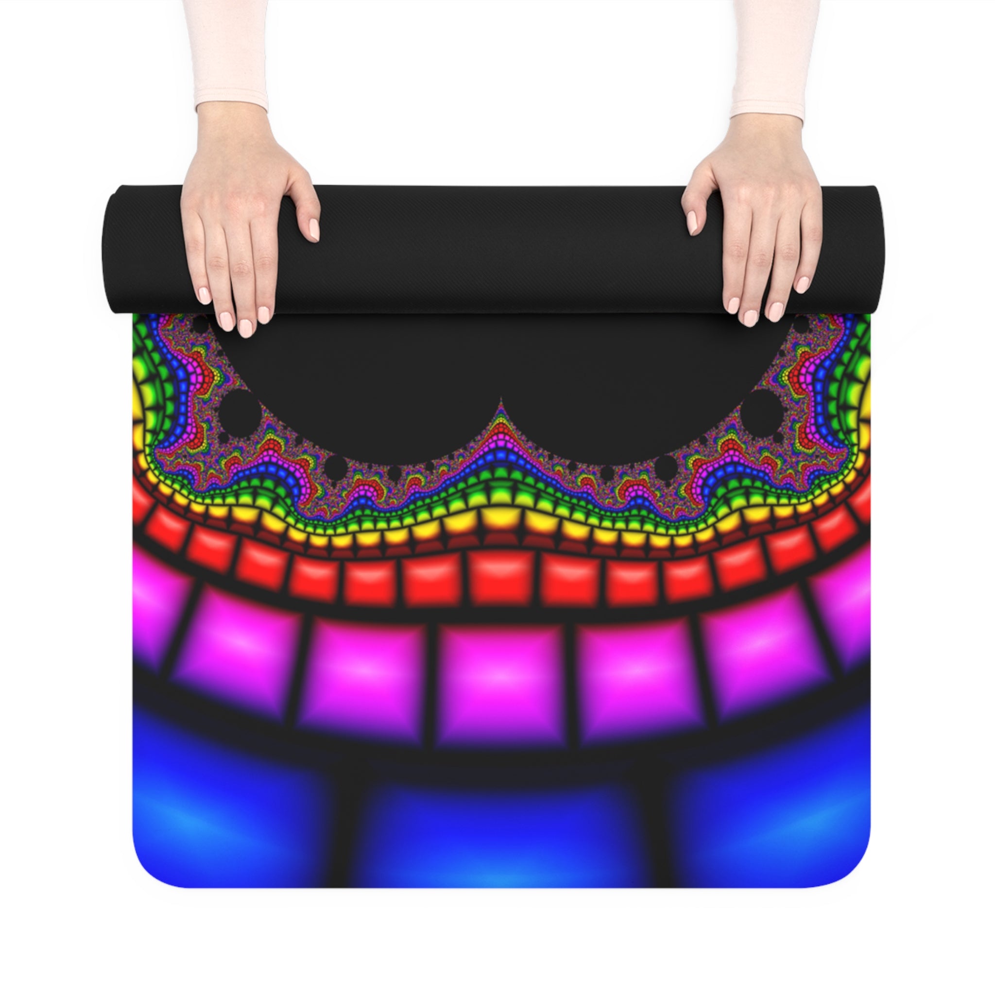 Mandelbrot Rubber Yoga Mat: Sacred Geometry, Vibrant Fractal Design