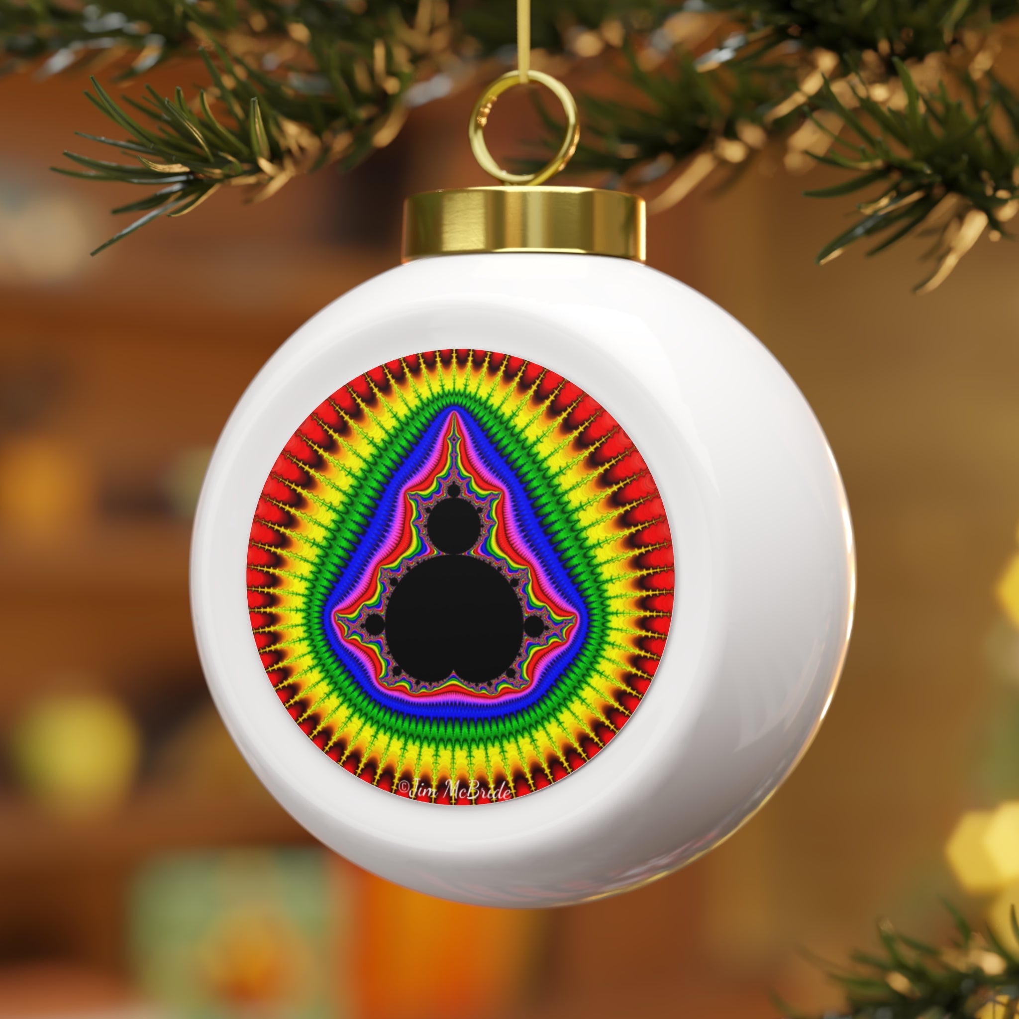 Fractal Christmas Ball Ornament: Psychedelic Holiday Tree Decoration