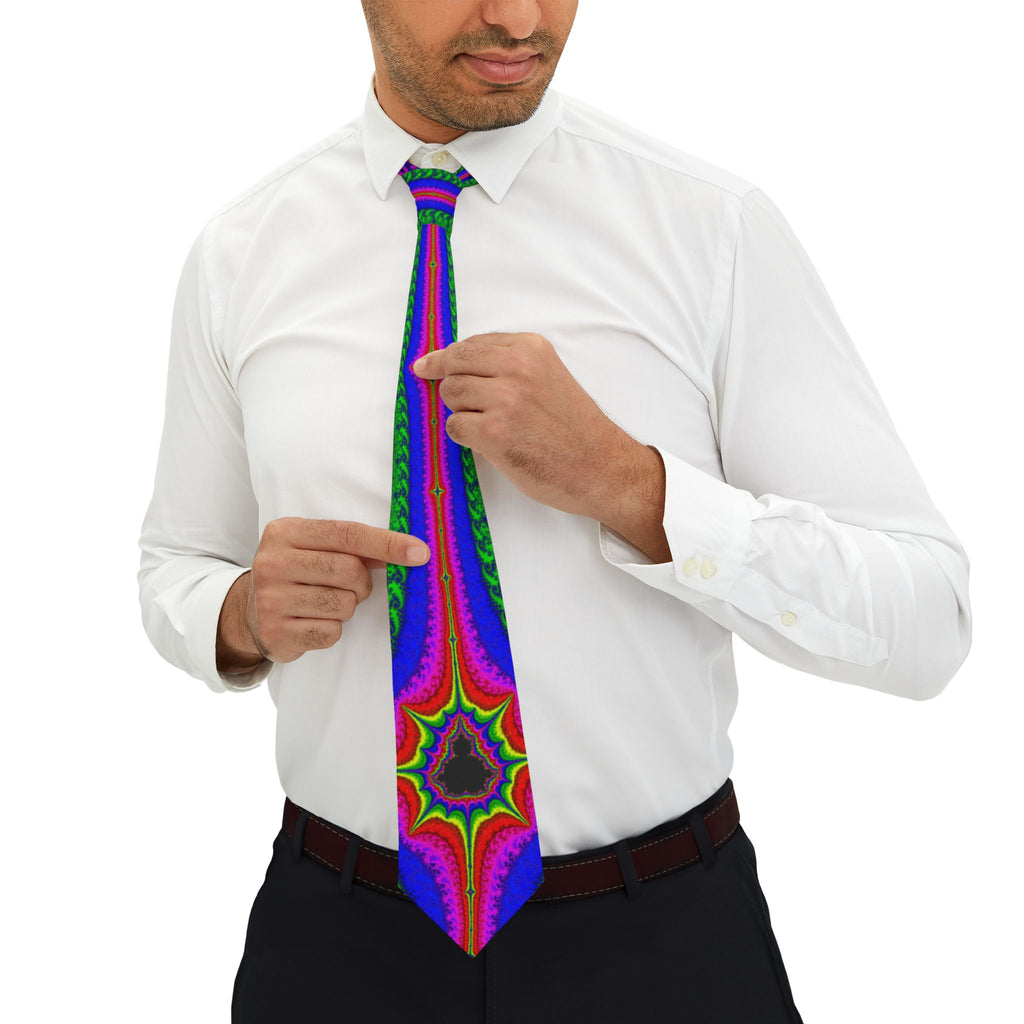 Mens Fractal Necktie: Psychedelic Trippy Tie, Colorful Geometry