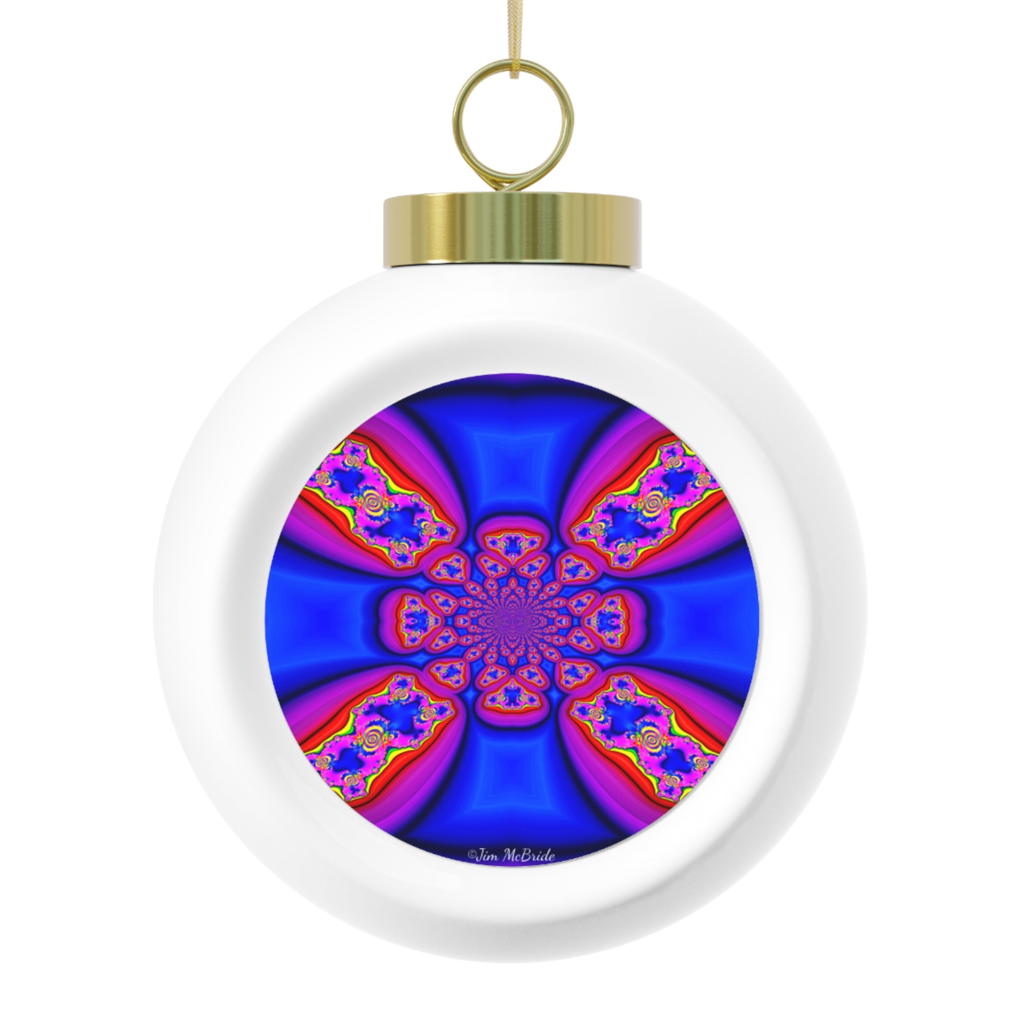 Fractal Christmas Ball Ornament: Psychedelic Holiday Tree Decoration