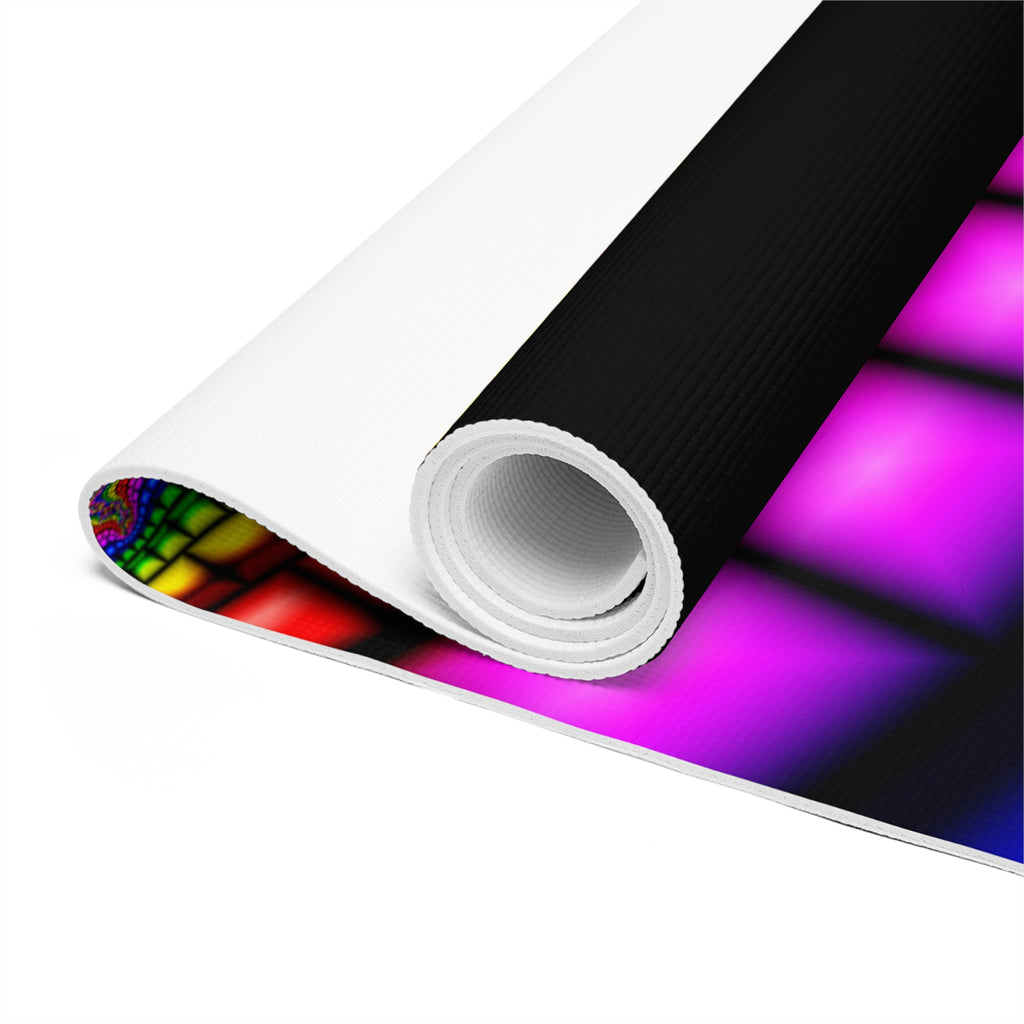 Sacred Geometry Yoga Mat: Fractal Mandala, Vibrant Cosmic Design