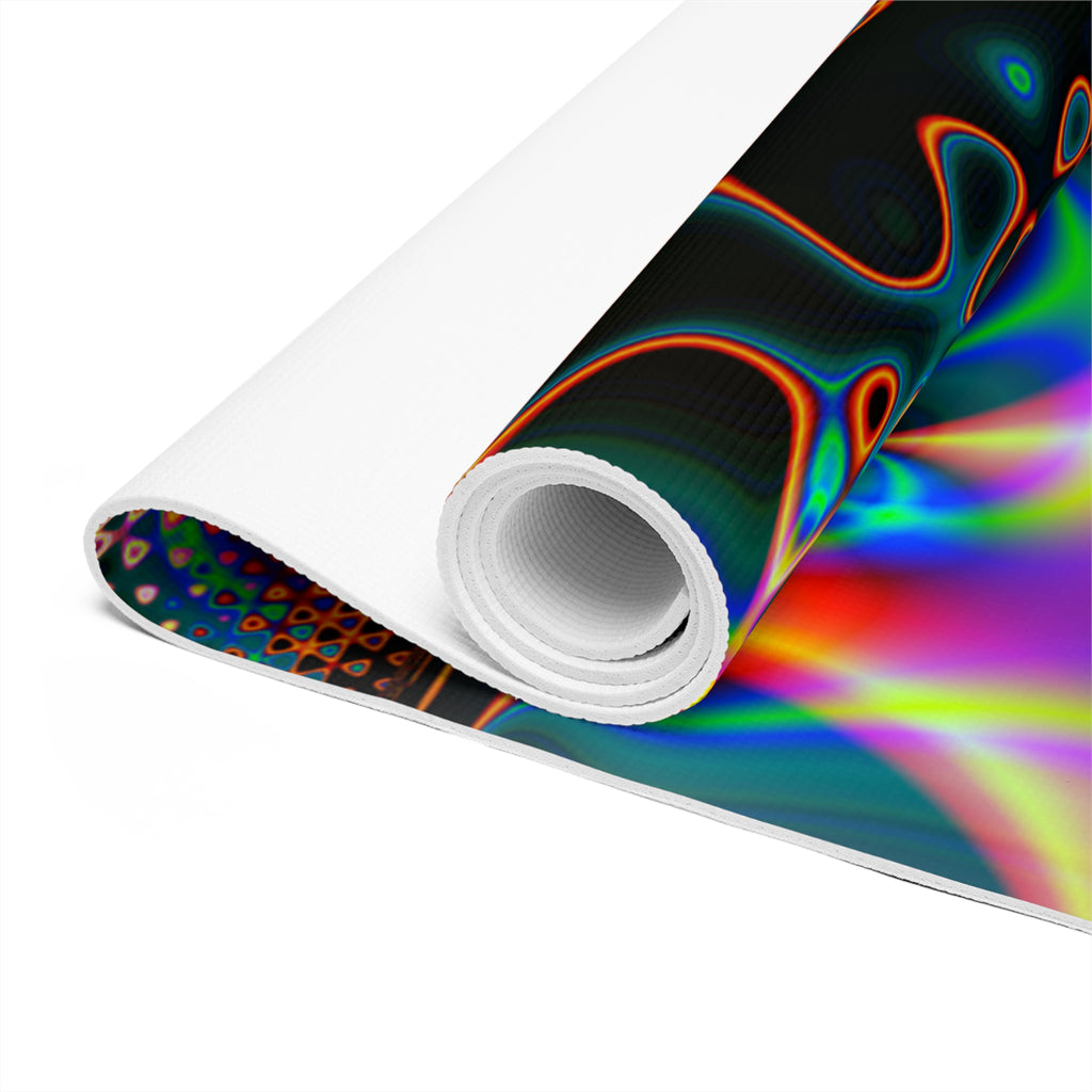 Sacred Geometry Foam Yoga Pad: Fractal Mandala, Vibrant Cosmic Design