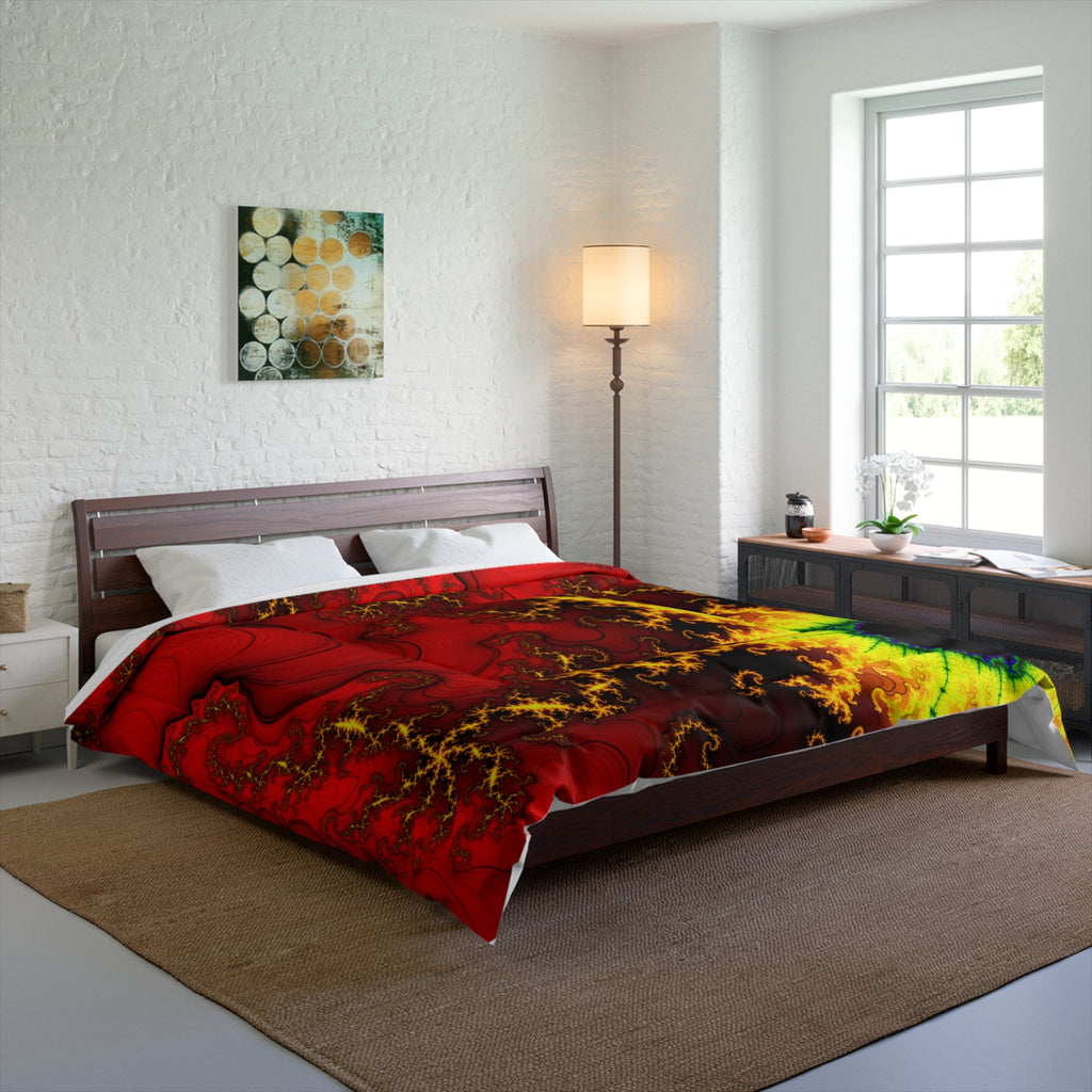 Sun Fractal Comforter: Psychedelic Boho Bedding