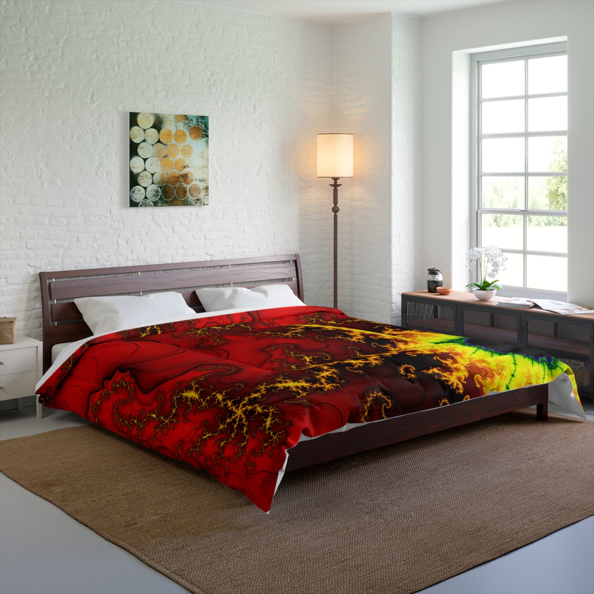 Sun Fractal Comforter: Psychedelic Boho Bedding