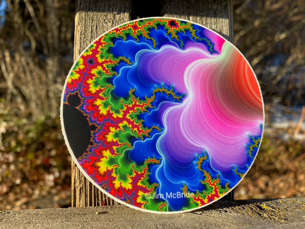 Trippy Fractal Sticker: Transparent Round Boho Window Vinyl Decal